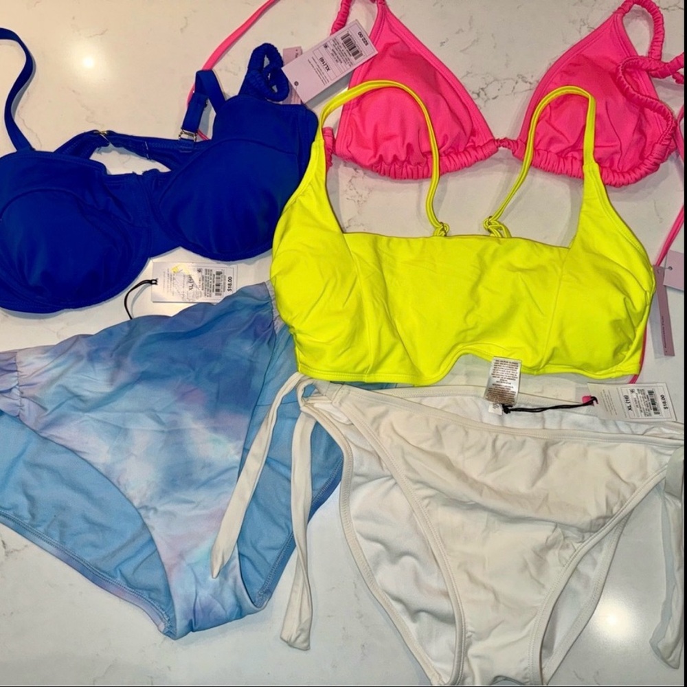 Size XL Shade & Shore Wild Fable 5 Separates 3 bikini tops 2 bikini bottoms